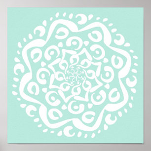 Poster Mandala en verre marin