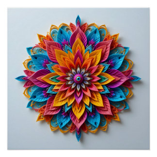 Poster Mandala floral futuriste