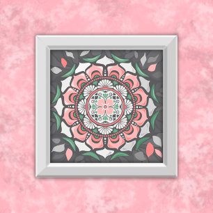 Poster Mandala Floral Rustique