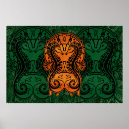 Poster Mandala gold Dreamcatcher Seahorse concept art