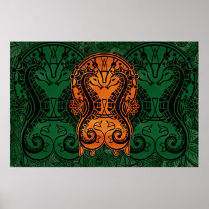 Poster Mandala gold Dreamcatcher Seahorse concept art