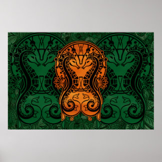 Poster Mandala gold Dreamcatcher Seahorse concept art