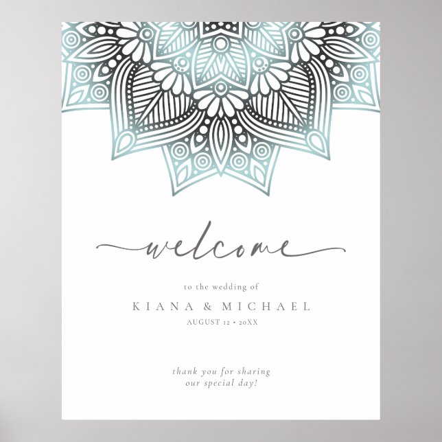 Poster Mandala Lace Mariage Bienvenue Lt. Blue ID968 (Devant)