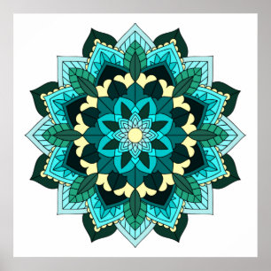 Poster Mandala Motif 02 en aqua