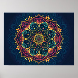 Poster Mandala numérique complexe : un kaléidoscope de co
