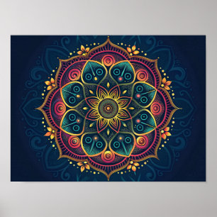 Poster Mandala numérique complexe : un kaléidoscope de co