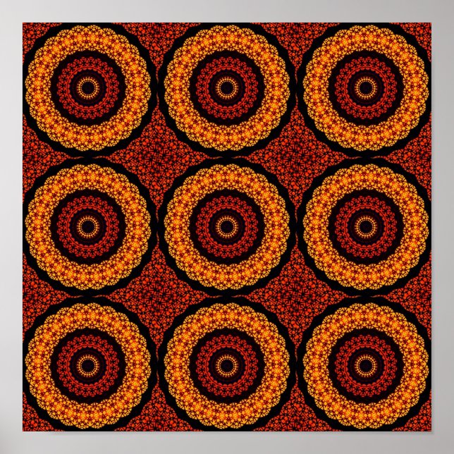 Poster Mandala orange et jaune (Devant)
