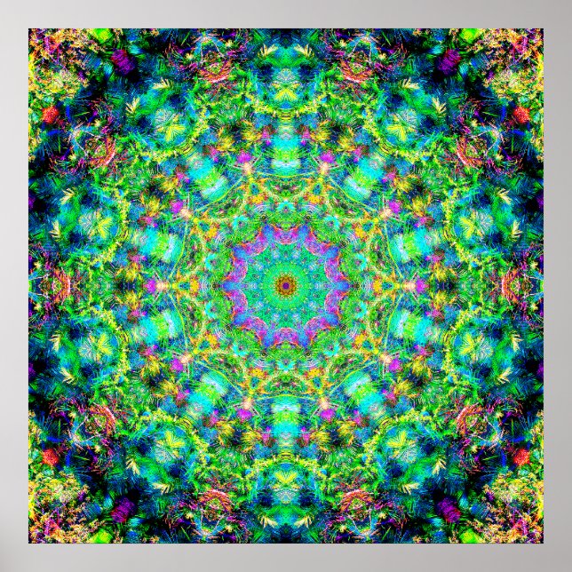 Poster Mandala psychédélique très colorée (Devant)