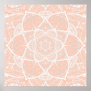 Poster Mandala rose et blanc - Loergann en Apricot