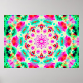 Poster Mandala rose vif et vert