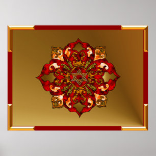 Poster Mandala rouge de Hanoukka