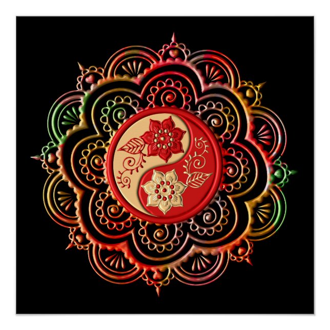 Poster Mandala Rouge et Or (Devant)