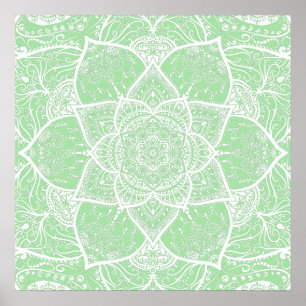 Poster Mandala vert et blanc - Loergann en Seafoam