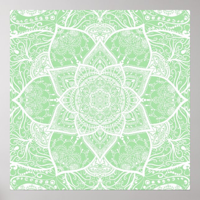 Poster Mandala vert et blanc - Loergann en Seafoam (Devant)