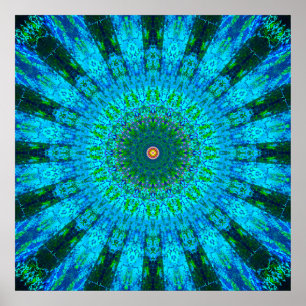 Poster Mandala vert et bleu fortement détaillé