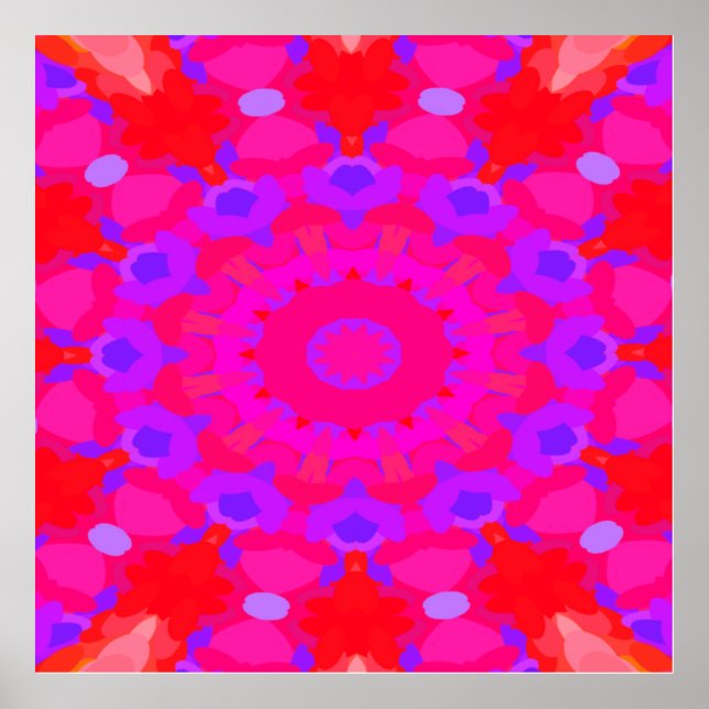 Poster Mandala violet, rose et orange (Devant)