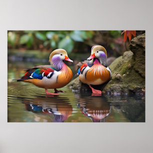 Poster Mandarin canard Animal Oiseau Faune Sauvage Art