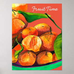 Poster Mandarin orange watercolor fruit art