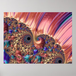 Poster Mandelbrot Set Art numérique fractal rose et or