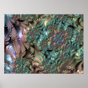 Poster Mandelbrot Set Fractal Art numérique Turquoise Gre