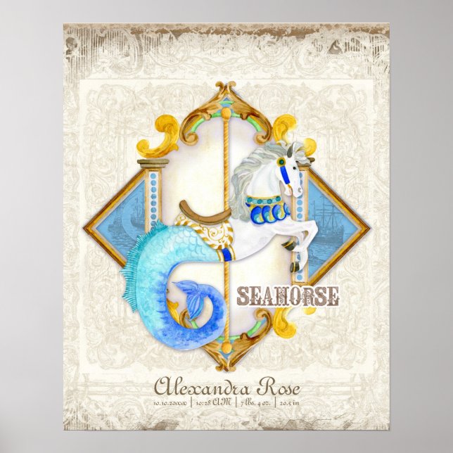 Poster Manège Fantastique de Cheval Marin Bébé Cirque Vin (Devant)