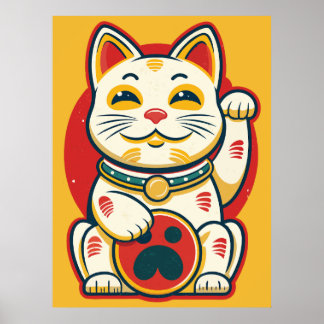 Poster Maneki Neko - Chat chanceux
