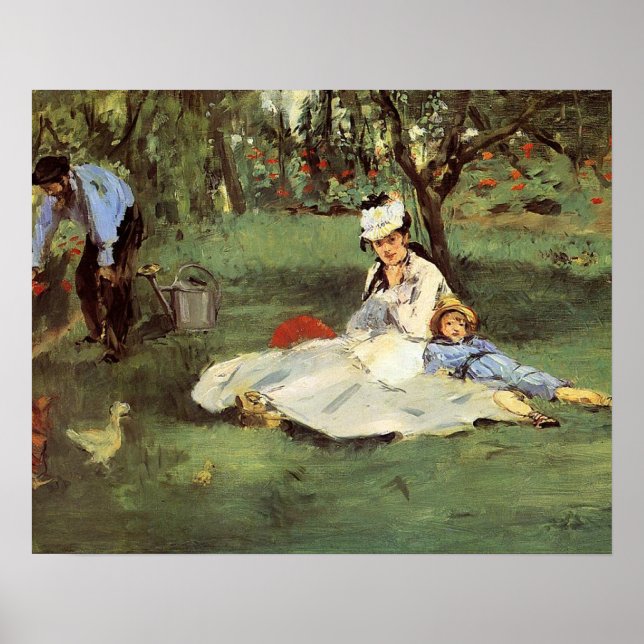 Poster Manet Impressionniste Français Famille Jardin Pein (Devant)