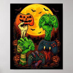 Poster Manette de jeu squelette zombie momie Halloween 