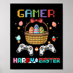 Poster Manette de jeu vidéo Basket Gamer avec œuf de Pâqu