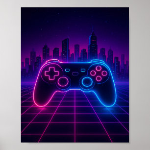 Poster Manette Néon Rétro — Synthwave