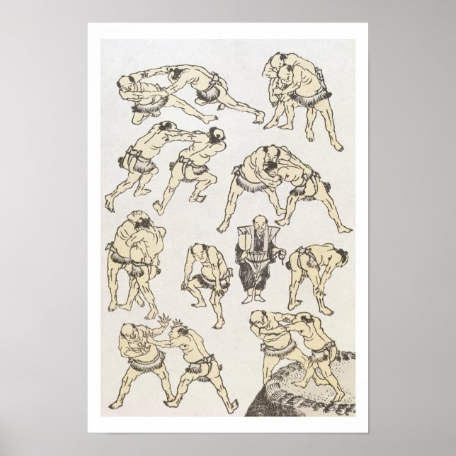 Poster Manga: studies of gestures and postures of wrestle (Devant)