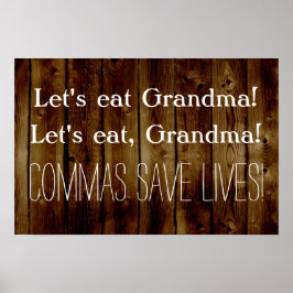 Poster Mangeons Grandma Funny Anglais Grammar