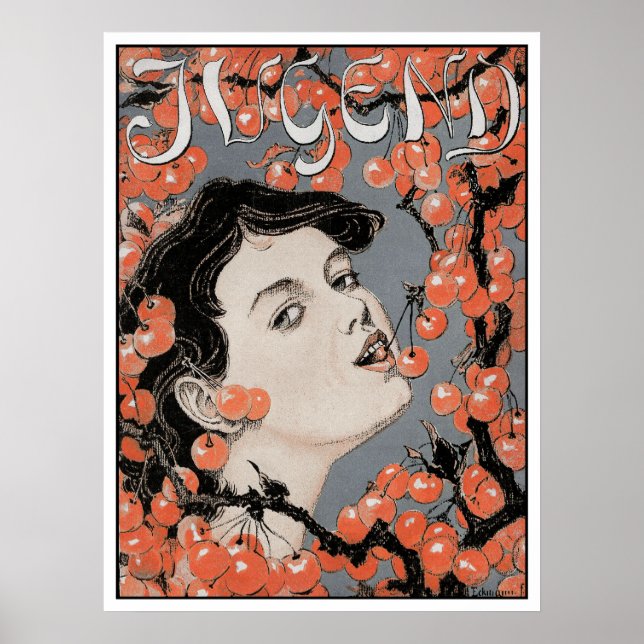 Poster Manger des cerises - Art Nouveau - Magazine Jugend (Devant)