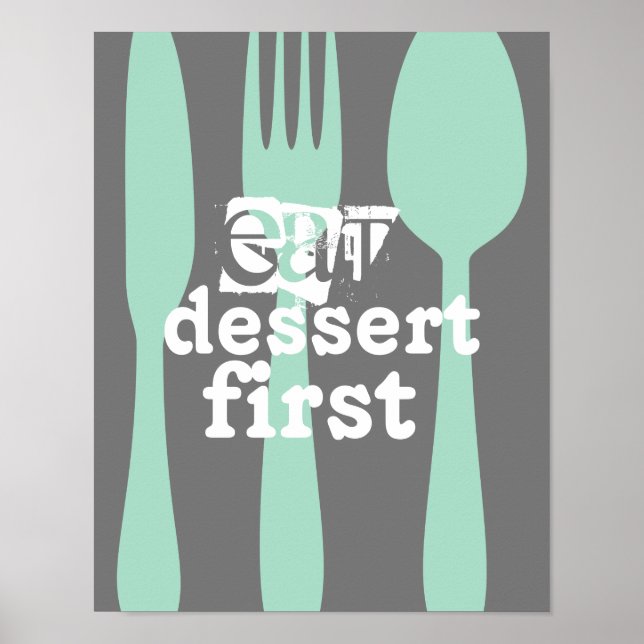 Poster manger dessert premier mot art mignon (Devant)
