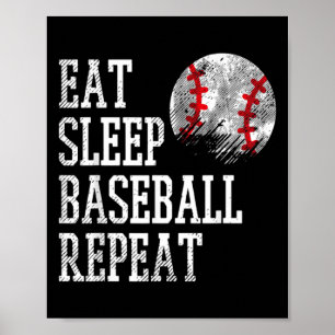 Poster Manger Dormir Baseball Répéter Entraîneur Équipe J