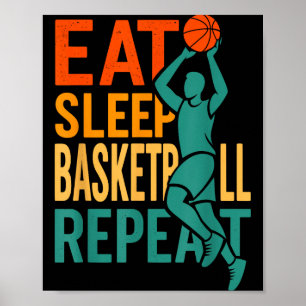 Poster Manger dormir basket-ball répéter 