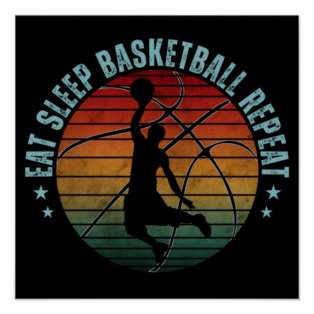 POSTER MANGER DORMIR BASKETBALL RÉPÉTER (Devant)