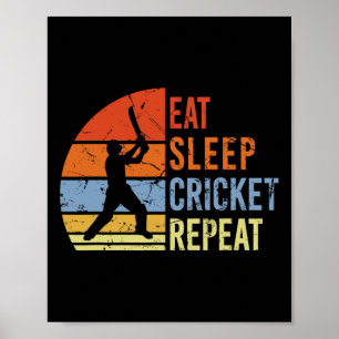 Poster Manger Dormir Cricket Répéter - Hommes de jeu de c