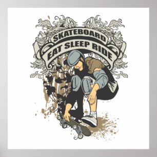 Poster Manger, Dormir, Faire Du Skate