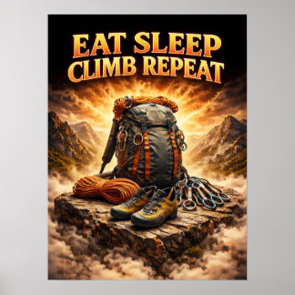 Poster Manger Dormir Grimper Répéter Art