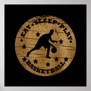 Poster Manger dormir jouer au basket
