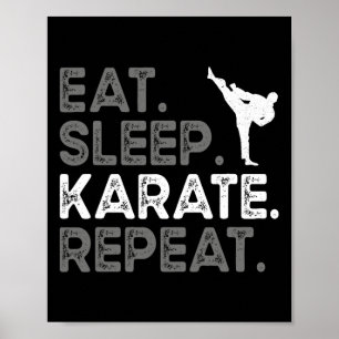 Poster Manger Dormir Karaté Répéter Drôle Karaté Concepti