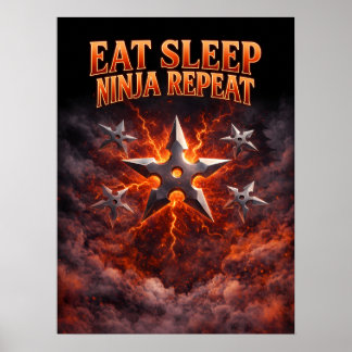 Poster Manger Dormir Ninja Répéter Art