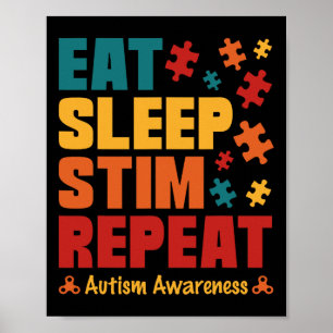 Poster Manger Dormir Stim Répéter Stimming Sensibilisatio