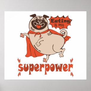 Poster Manger est mon super-puissance rouge carlin style 