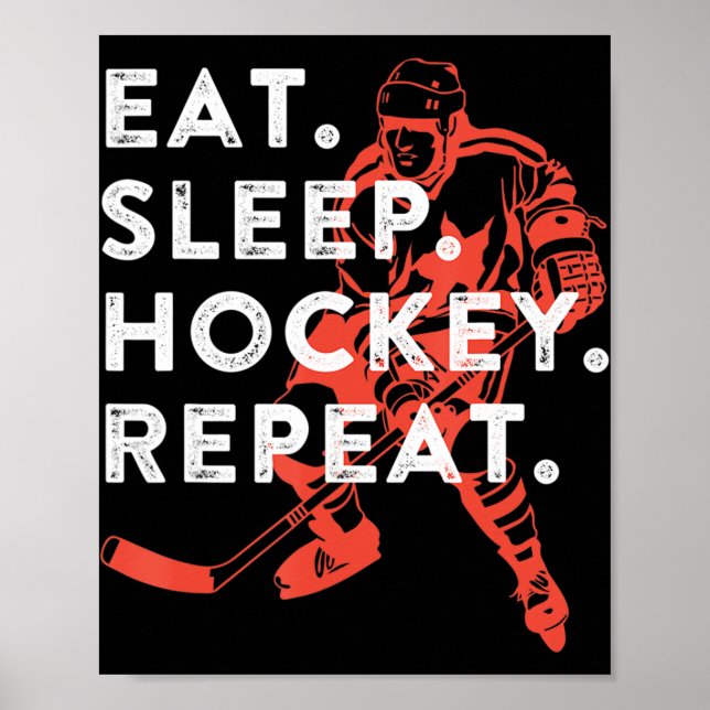 Poster Manger Hockey Sleep Répéter Cadeau (Devant)