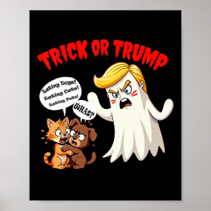 Poster Manger Les Chiens Trick Or Trump Drôle Trump 2024 