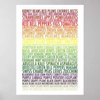 Poster Manger sainement Arc-en-ciel Fruits et légumes Tex