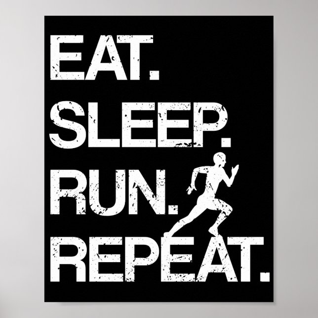 Poster Manger Sleep Run Répéter Marathon Runner Jogging S (Devant)