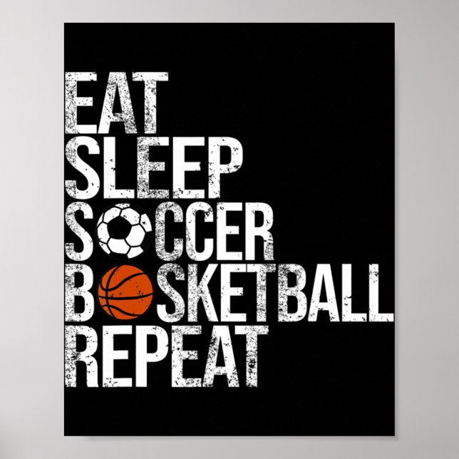 Poster Manger Sleep Softball Basketball Répéter Fun Ball (Devant)